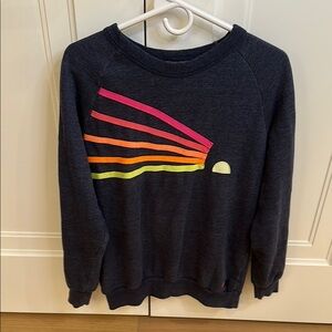 Aviator Nation Dark Blue Sweatshirt with Neon Stripe Design